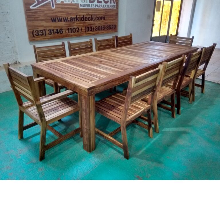 Comedor de madera para terraza de 10 personas- arkideck