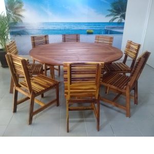 Comedor de madera para exterior de 8 personas- arkideck
