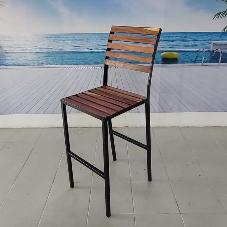 Banco periquero de madera y acero para exterior-arkideck