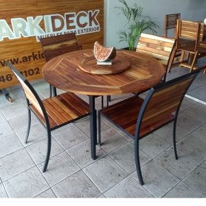 Comedor de madera y acero para exterior de 4 personas- arkideck
