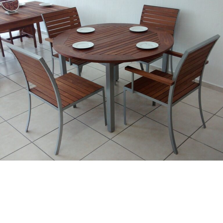 Comedor de madera y acero para exterior de 4 personas- arkideck